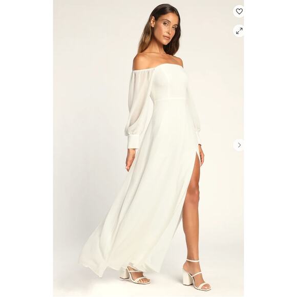 Lulus Feel the Romance White Off-the-Shoulder Maxi Dress Size S - Picture 10 of 14